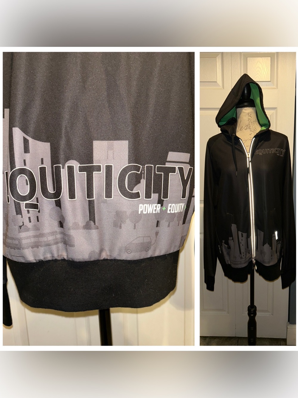 Equiticity Cycling Bicycle Neighborhood Graphic Hoodie Sz Large Unisex